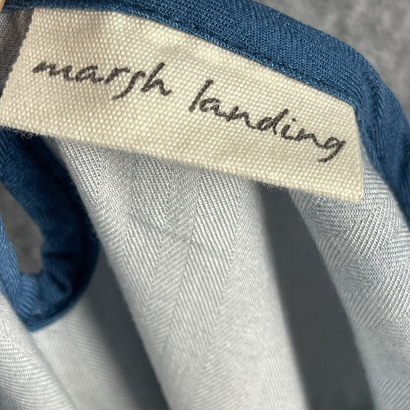 Vintage Marsh Landing Hawaiian Dress Womens Medium Blue Tropical Aloha Rayon - Picture 10 of 12